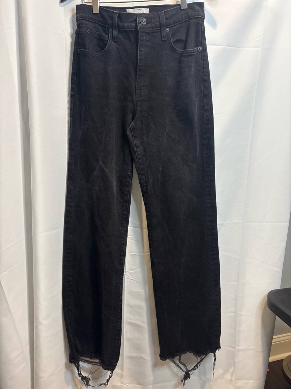SLVRLAKE Black Straight-Leg Distressed Hem Pants